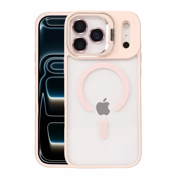 Joko Apple iPhone 17 Pro Max Remim Lensli Magsafe Standlı Kapak - Pembe