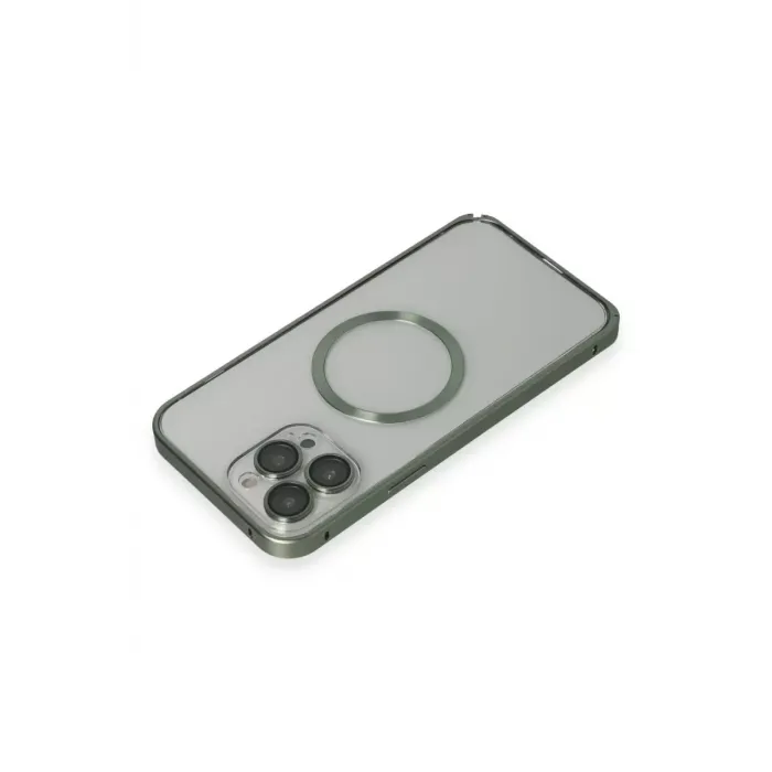 Joko iPhone 13 Pro Max Metal Bumper Magneticsafe Kapak - Yeşil