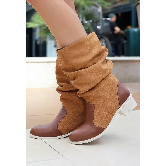 Jolin Taba Cilt Süet Detaylı Çizme