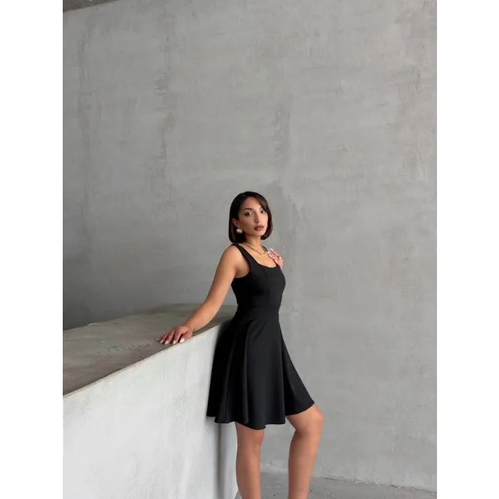 Kadın kare yaka kısa elbise s251188