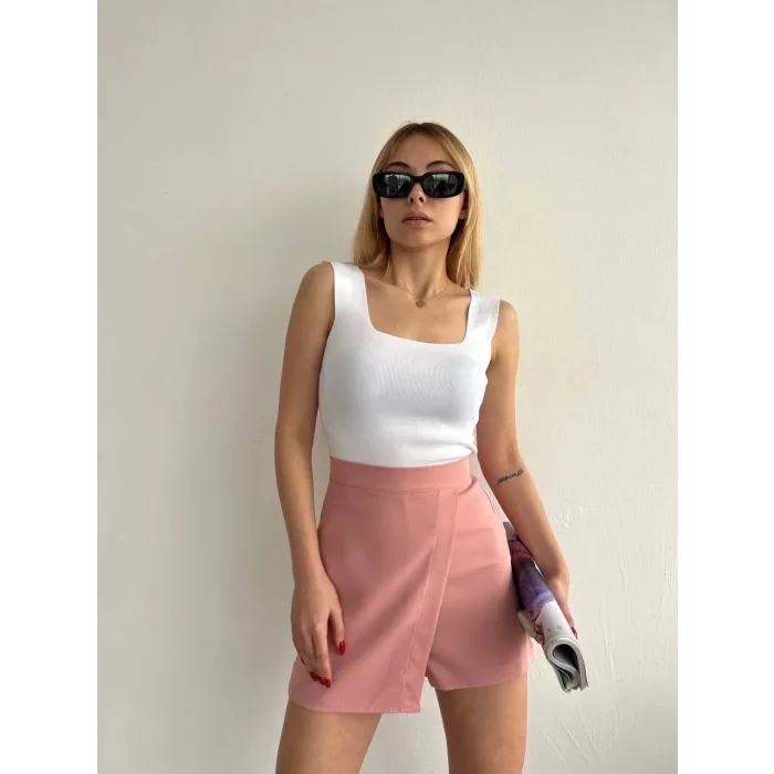 Kapaklı şort etek pudra s208