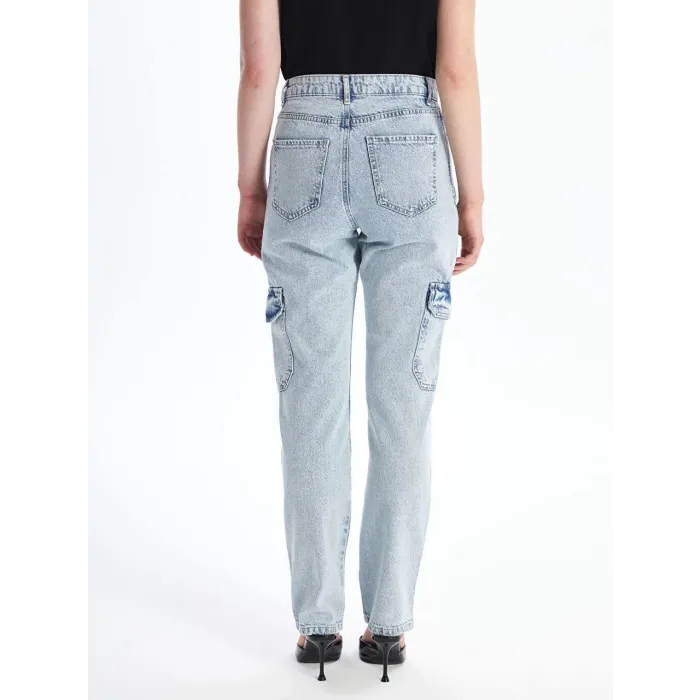 Kargo cep kar yıkama jeans pantolon