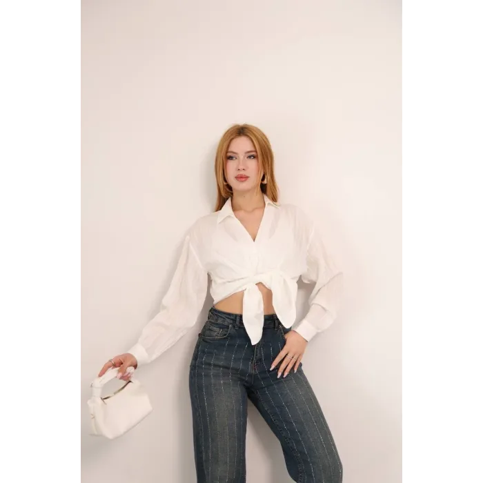 Kendinden çizgili london gömlek