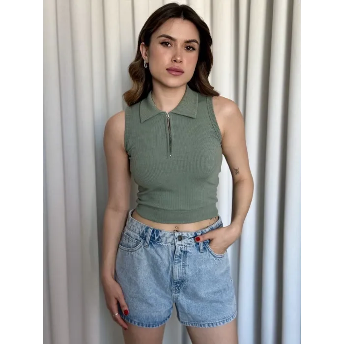 Kısa fermuarlı crop