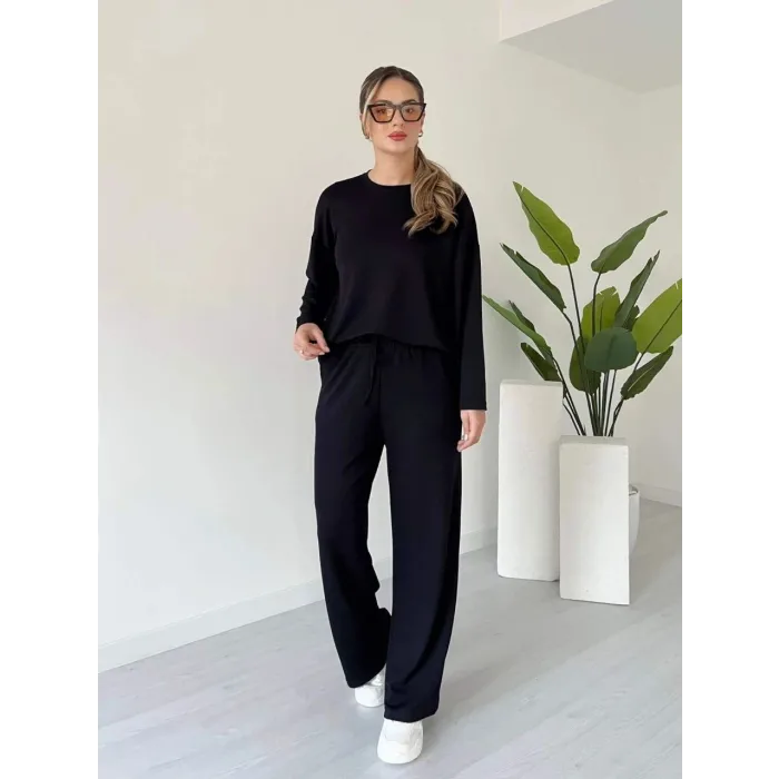 Kollu modal takım siyah