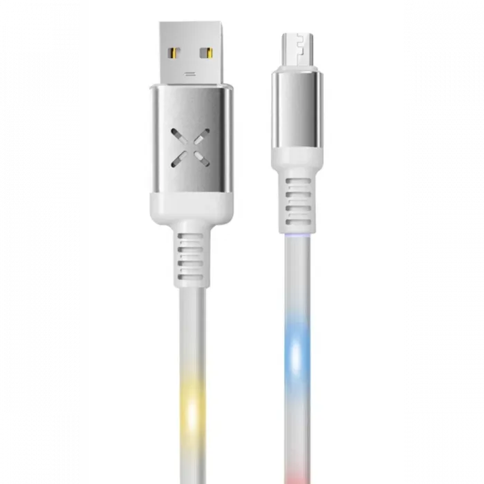 Konfulon DC09 Ses Duyarlı Işıklı Micro USB Kablo 1M 2A - Beyaz