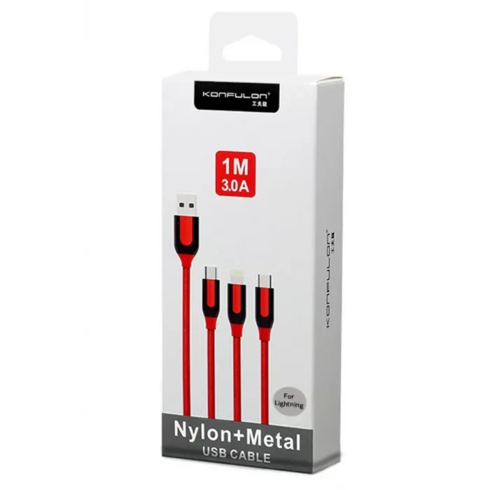 Konfulon S51 Lightning Kablo iphone Uyumlu 1M 3A - Kırmızı