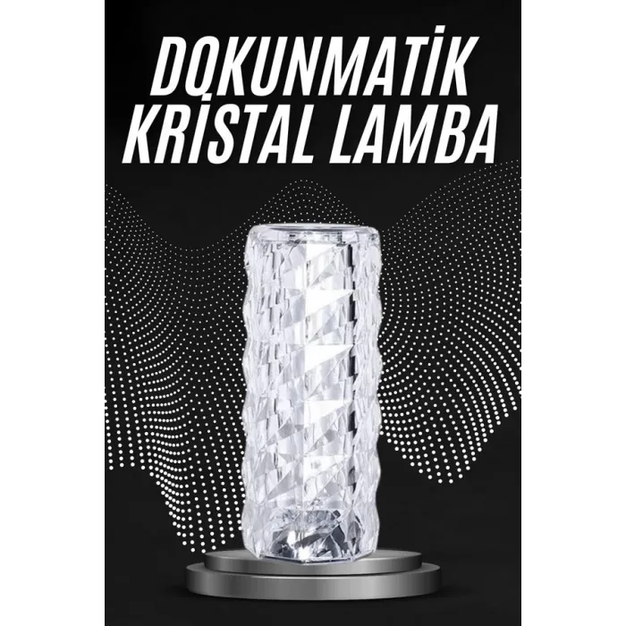 Kristal Lamba Masa Lambası Şarjlı Masa Lambası Dokunmatik Sensör Usb Şarjlı