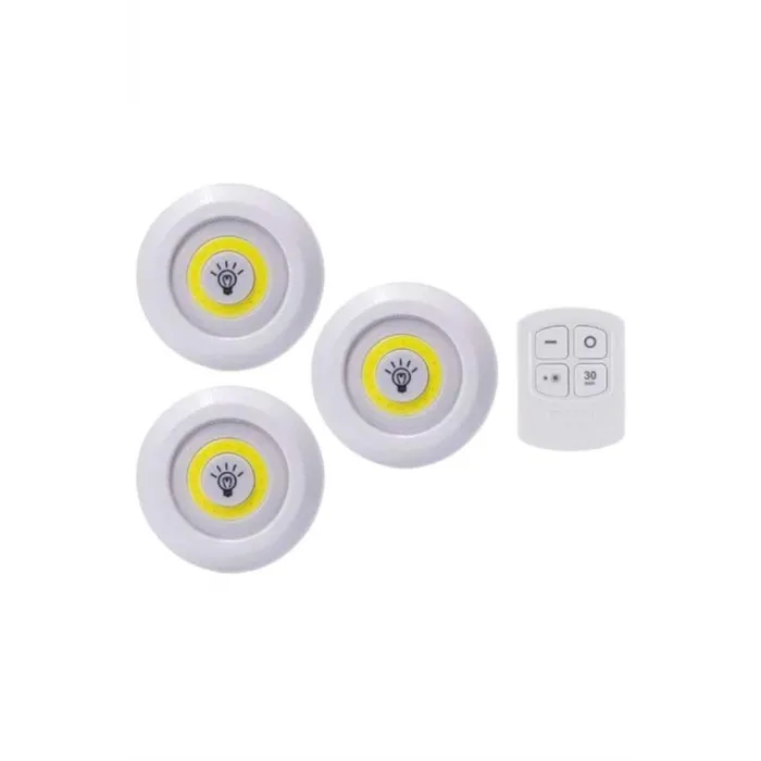 Led Lamba 3lü Uzaktan Kumandalı Yapışkanlı