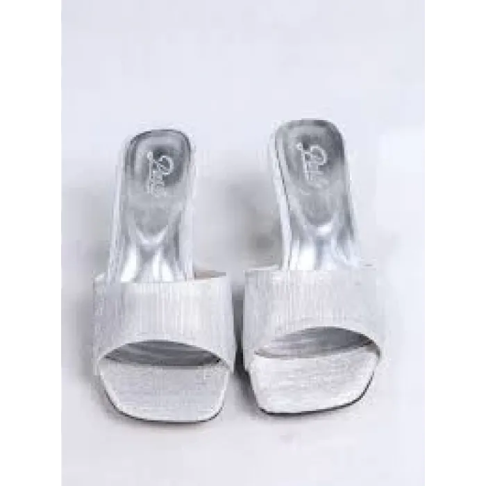 Luart Gümüş Simli Topuklu Terlik