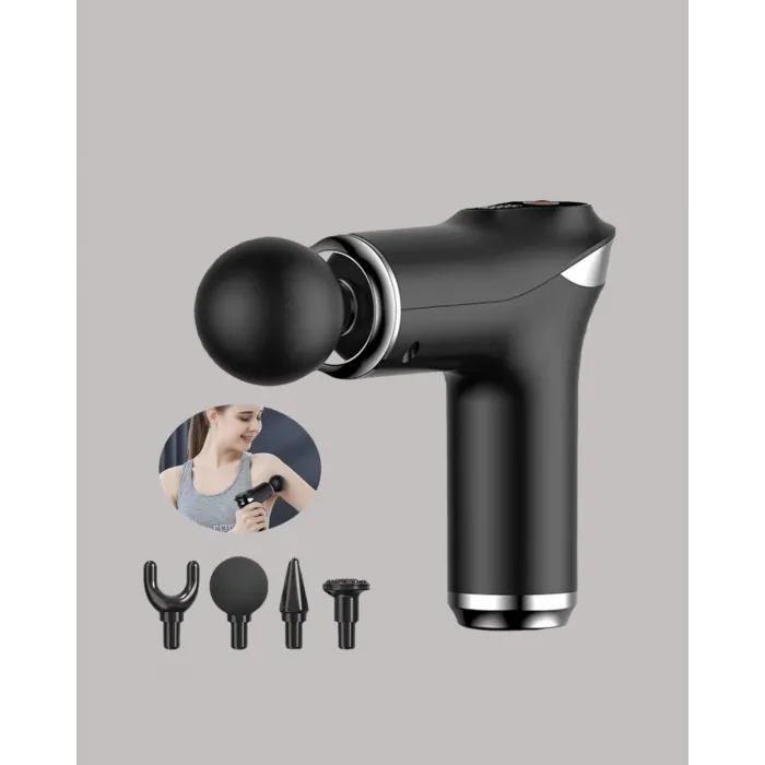 Mini Masaj Tabancası 4 Başlık 6 Hız Ayarlı