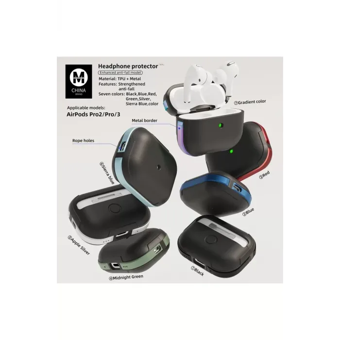 Movenchy Airpods Pro 2 (2.nesil) MO-A8 Armor Kılıf - Sierra Blue