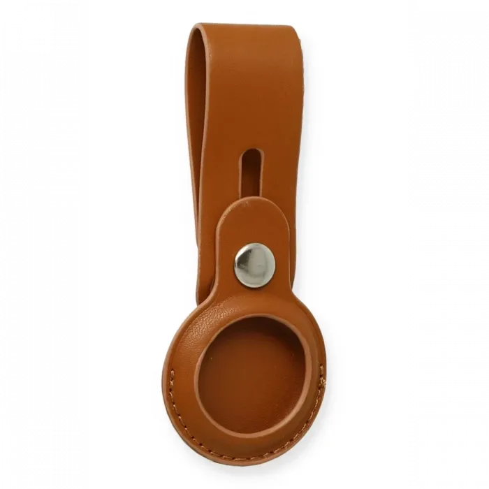 Newface Airtag Askılı Deri Kılıf - Taba