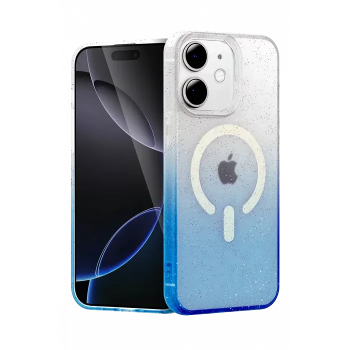 Newface Apple iPhone 12 Pummel Shiny Magsafe Kapak - Mavi