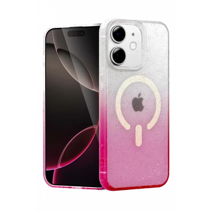 Newface Apple iPhone 12 Pummel Shiny Magsafe Kapak - Pembe