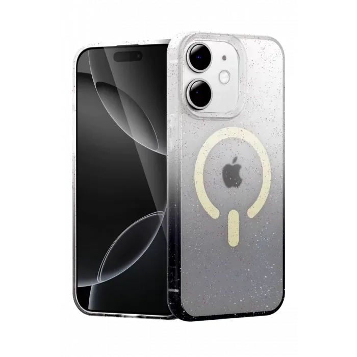 Newface Apple iPhone 12 Pummel Shiny Magsafe Kapak - Siyah