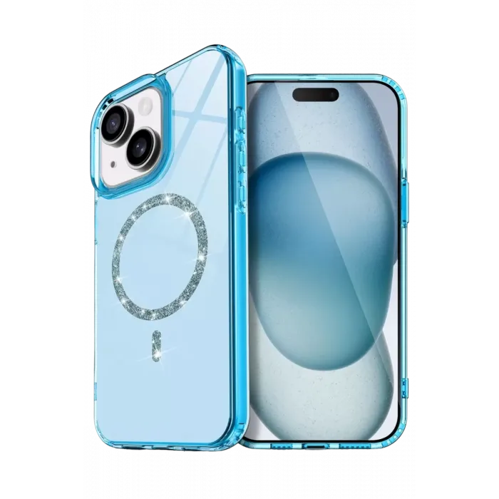 Newface Apple iPhone 14 Live Diamond Magsafe Kapak - Mavi