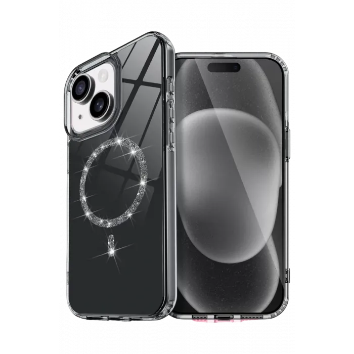 Newface Apple iPhone 14 Live Diamond Magsafe Kapak - Siyah