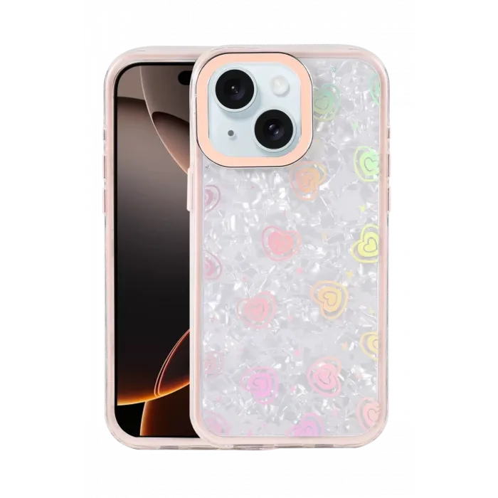 Newface Apple iPhone 14 Lumi Desenli Kapak - Pembe