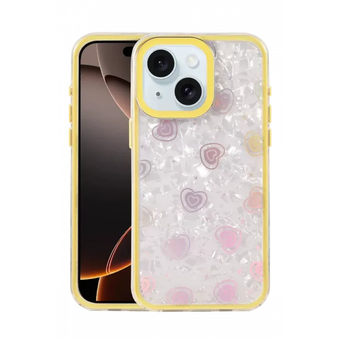 Newface Apple iPhone 14 Lumi Desenli Kapak - Sarı