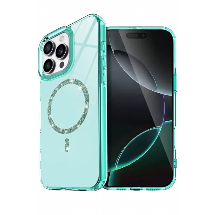 Newface Apple iPhone 14 Pro Max Live Diamond Magsafe Kapak - Yeşil