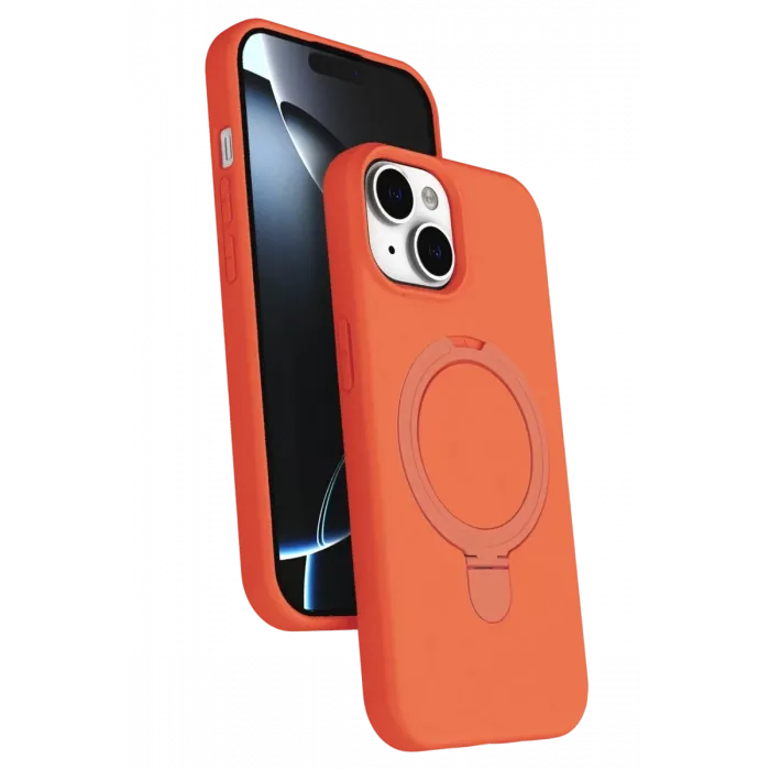 Newface Apple iPhone 15 Plus Regal Magsafe Standlı Kapak - Turuncu