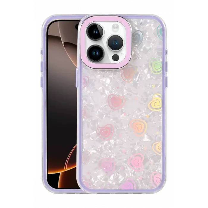 Newface Apple iPhone 15 Pro Max Lumi Desenli Kapak - Mor