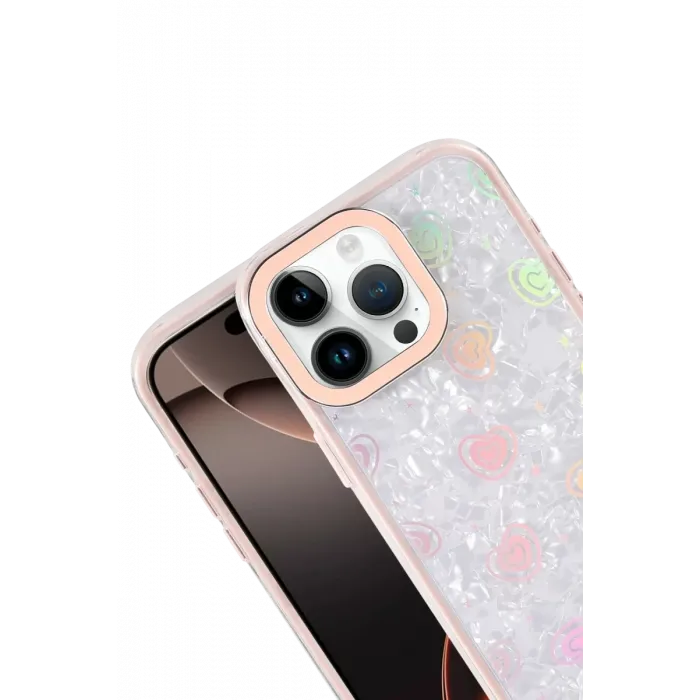 Newface Apple iPhone 15 Pro Max Lumi Desenli Kapak - Pembe