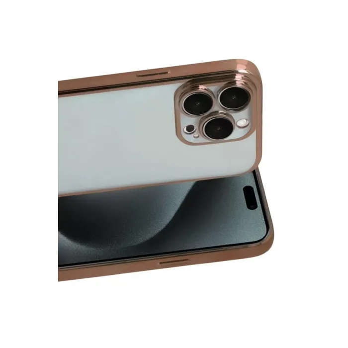 Newface Apple iPhone 15 Pro Max Razer Lensli Silikon - Çöl Titanyum