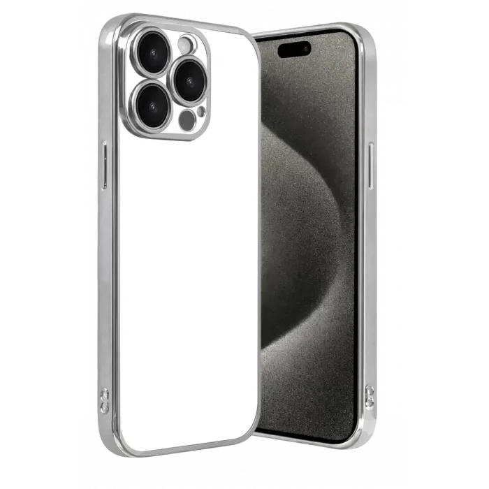 Newface Apple iPhone 15 Pro Max Razer Lensli Silikon - Gümüş