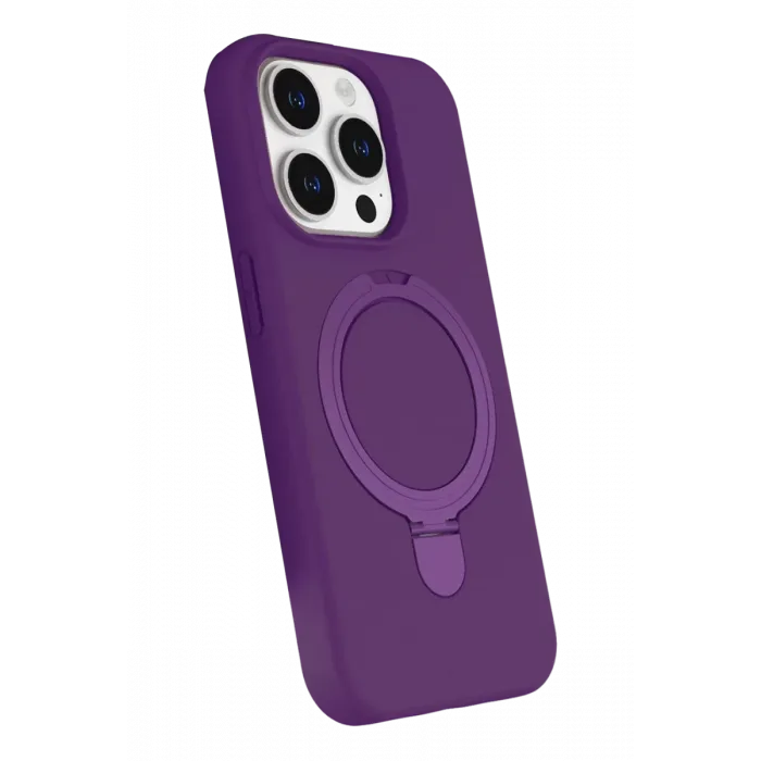 Newface Apple iPhone 15 Pro Max Regal Magsafe Standlı Kapak - Derin Mor