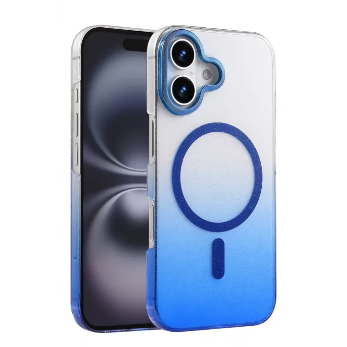 Newface Apple iPhone 16 Glossy Magsafe Kapak - Mavi