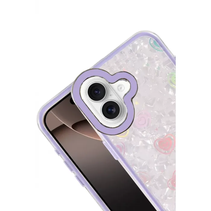 Newface Apple iPhone 16 Lumi Desenli Kapak - Mor