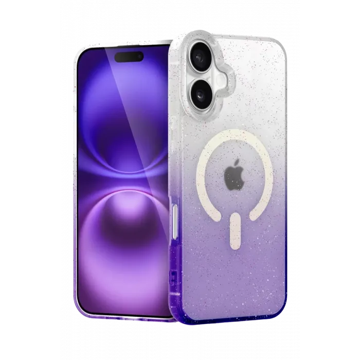 Newface Apple iPhone 16 Plus Pummel Shiny Magsafe Kapak - Mor