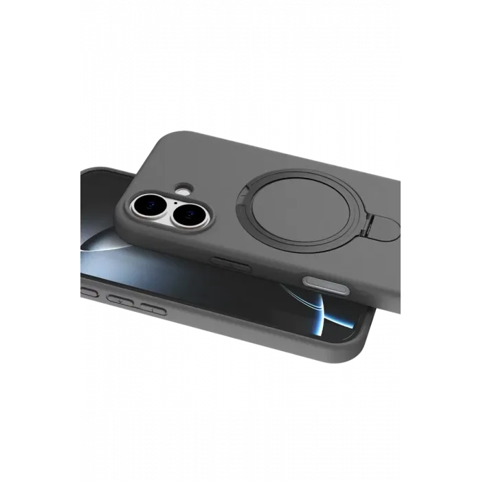 Newface Apple iPhone 16 Plus Regal Magsafe Standlı Kapak - Titan Gri