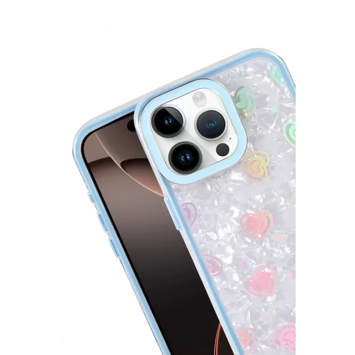 Newface Apple iPhone 16 Pro Max Lumi Desenli Kapak - Mavi