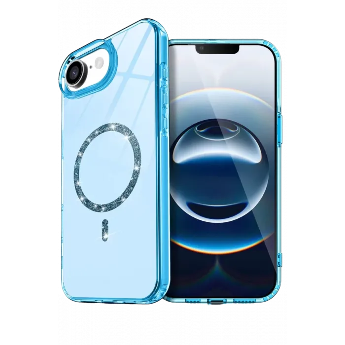 Newface Apple iPhone 16E Live Diamond Magsafe Kapak - Mavi