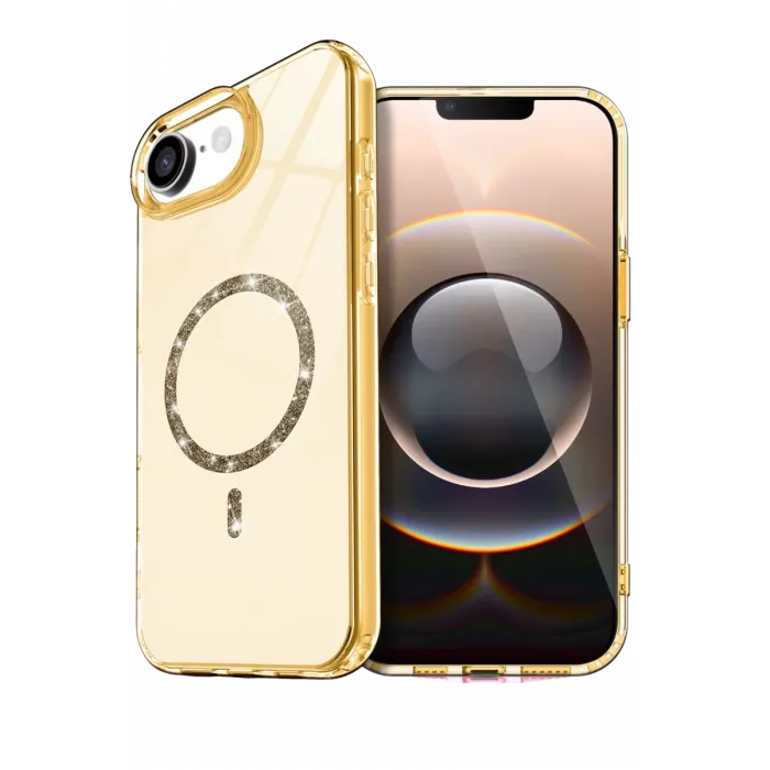 Newface Apple iPhone 16E Live Diamond Magsafe Kapak - Sarı