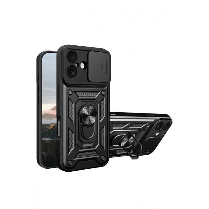 Newface Apple iPhone 17 Pars Lens Yüzüklü Silikon - Siyah