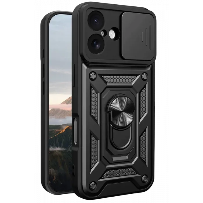 Newface Apple iPhone 17 Pars Lens Yüzüklü Silikon - Siyah