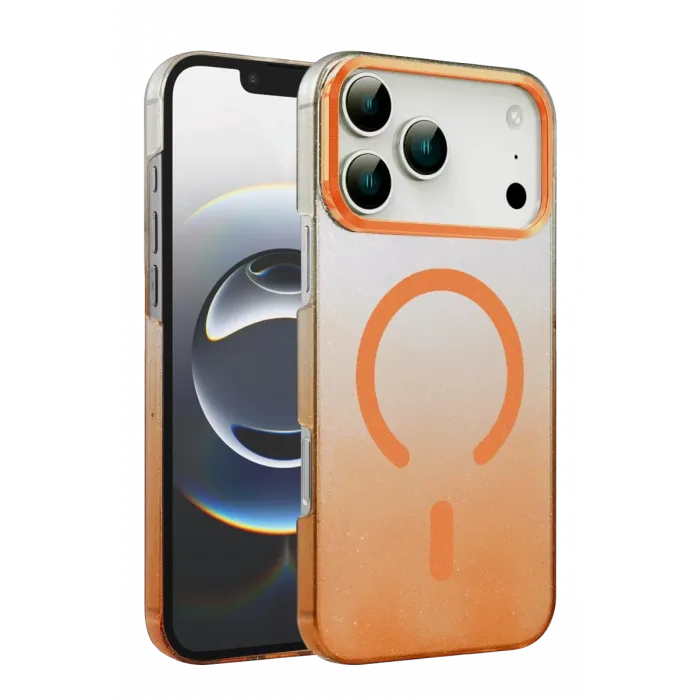 Newface Apple iPhone 17 Pro Max Glossy Magsafe Kapak - Turuncu