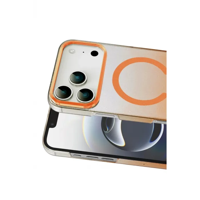 Newface Apple iPhone 17 Pro Max Glossy Magsafe Kapak - Turuncu