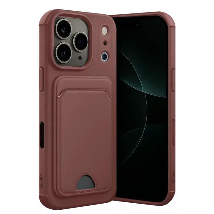 Newface Apple iPhone 17 Pro Max Kelvin Kartvizitli Silikon - Bordo