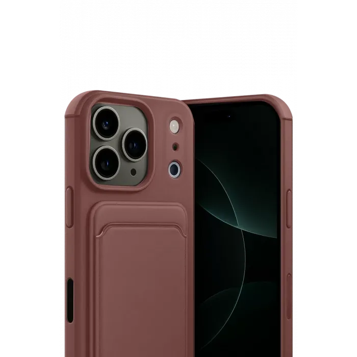 Newface Apple iPhone 17 Pro Max Kelvin Kartvizitli Silikon - Bordo