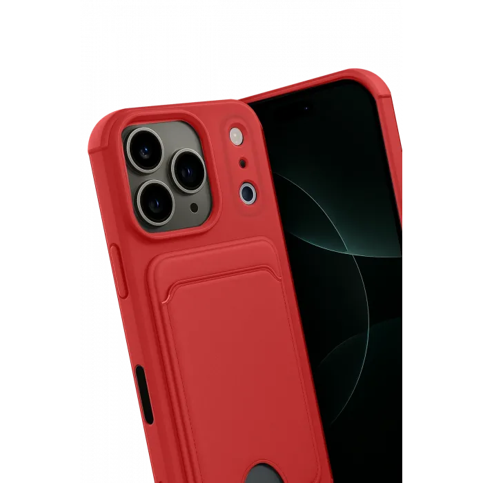 Newface Apple iPhone 17 Pro Max Kelvin Kartvizitli Silikon - Kırmızı