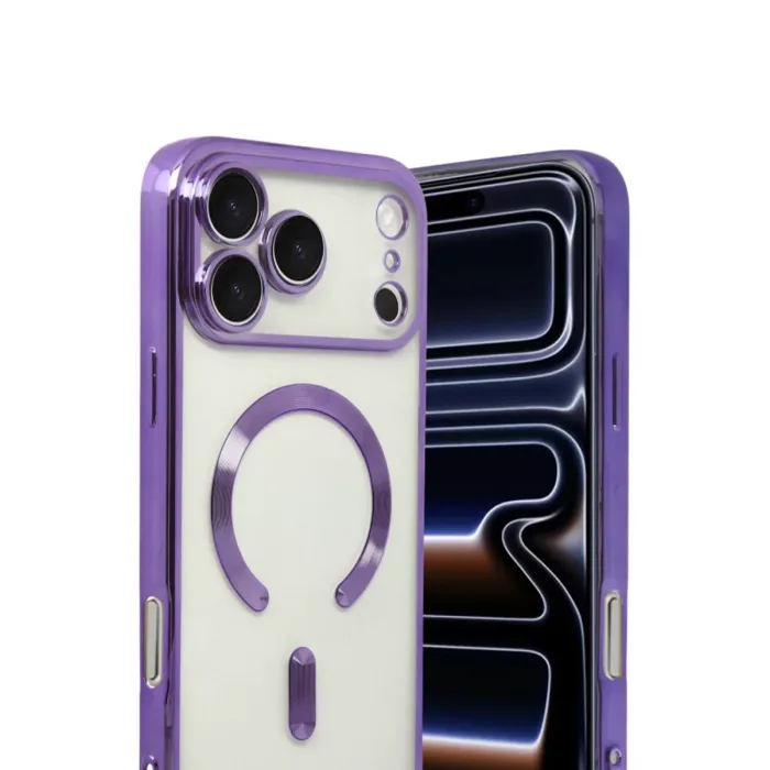 Newface Apple iPhone 17 Pro Max Kross Magneticsafe Kapak - Mor