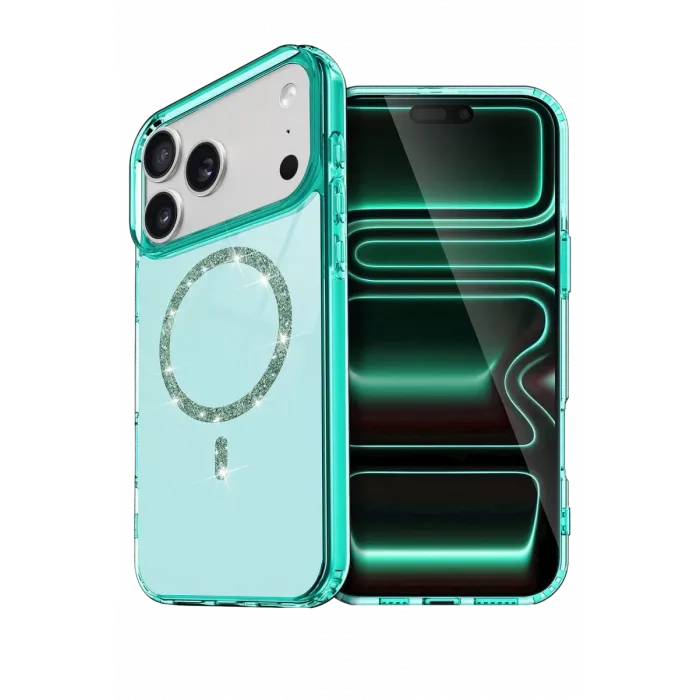 Newface Apple iPhone 17 Pro Max Live Diamond Magsafe Kapak - Yeşil