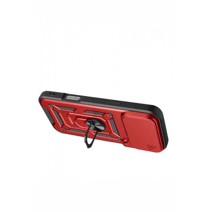 Newface Apple iPhone 17 Pro Max Pars Lens Yüzüklü Silikon - Kırmızı