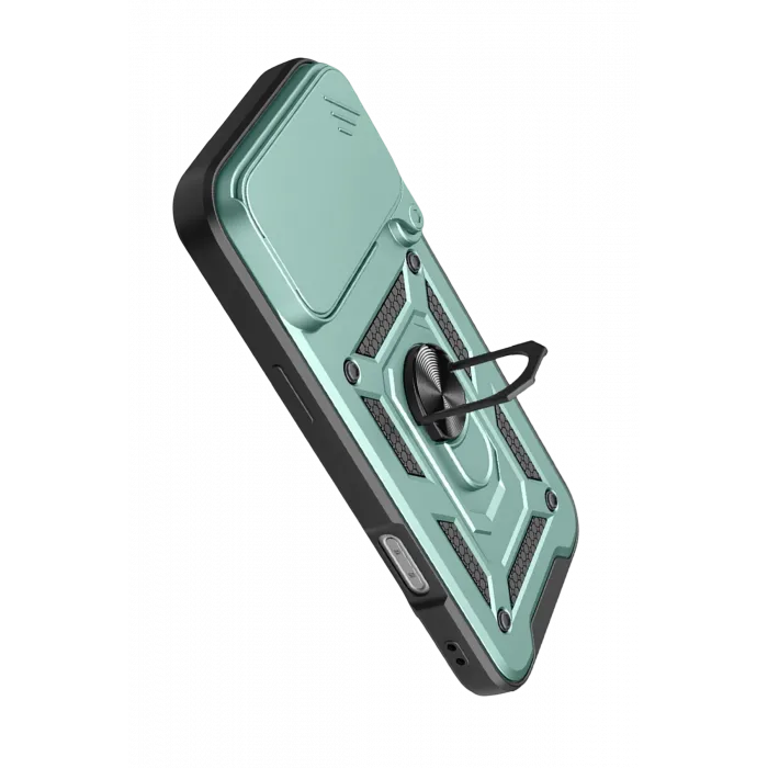 Newface Apple iPhone 17 Pro Max Pars Lens Yüzüklü Silikon - Yeşil