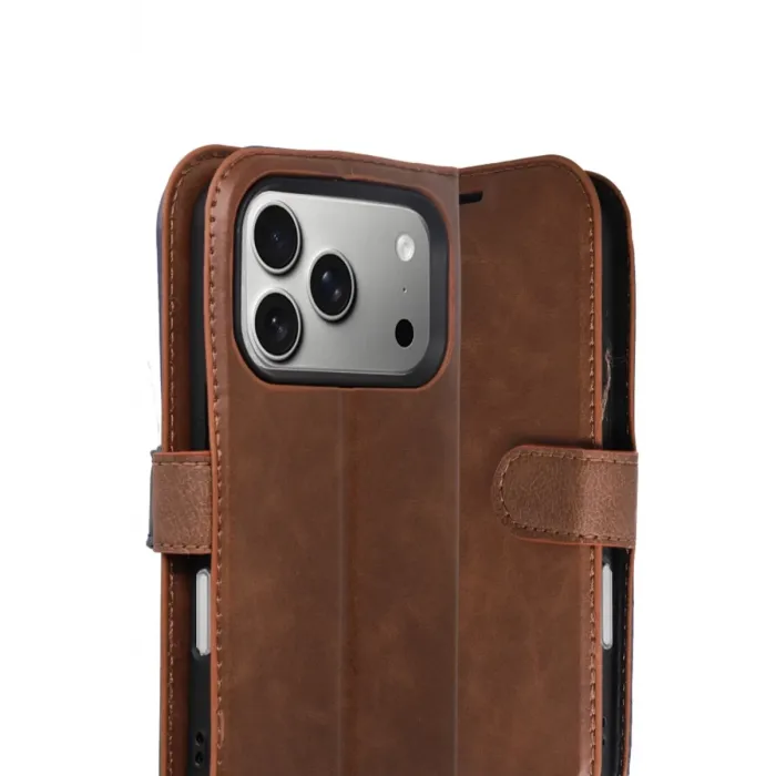 Newface Apple iPhone 17 Pro Trend S Plus Kapaklı Kılıf - Taba